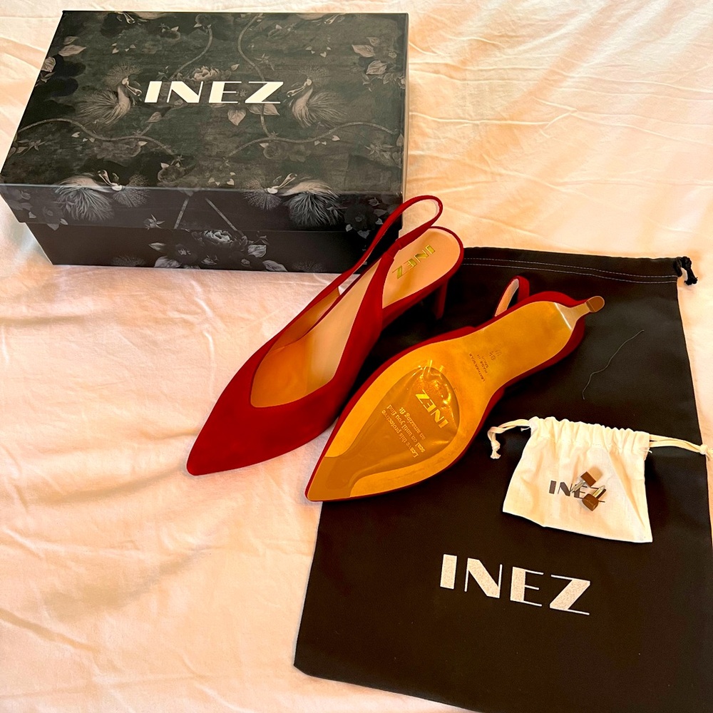 Inez deep red kid suede size 8.5C